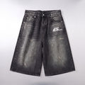 'worlds collide' denim shorts